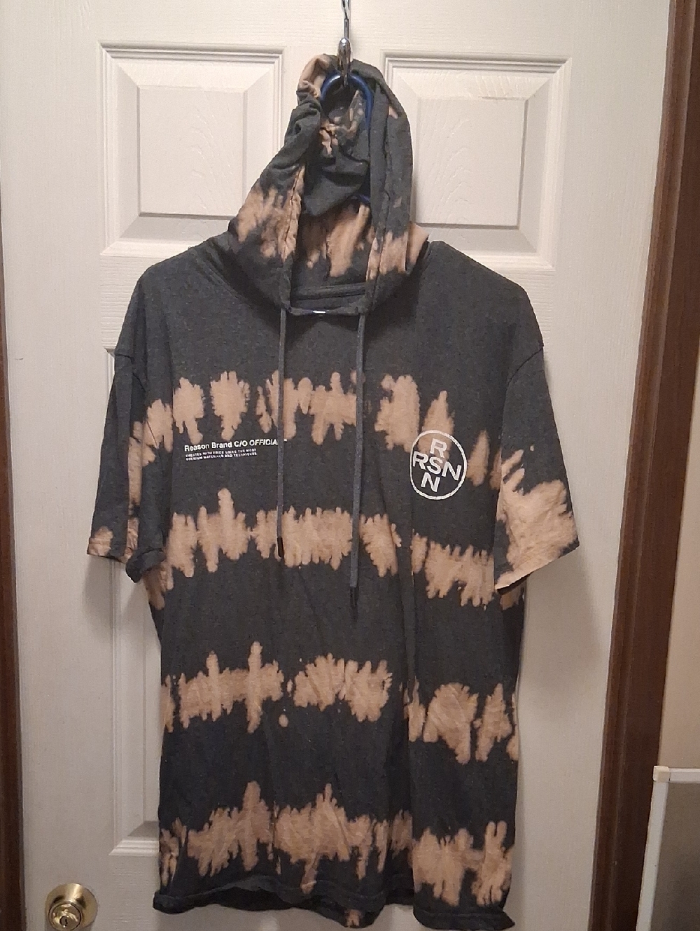 Reason Charcoal Gray Hooded Short Sleeve Tee